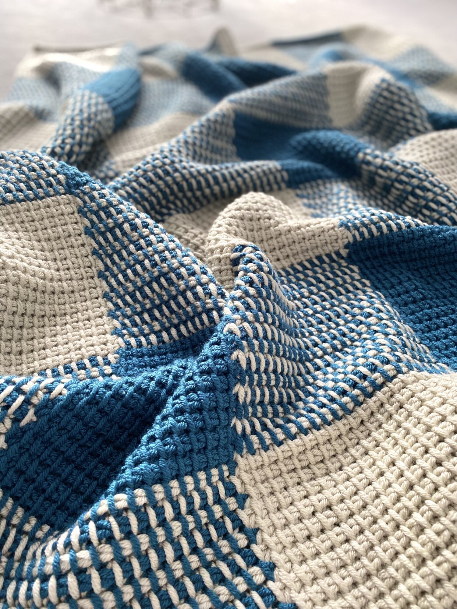 Tunisian crochet throw - Honey Peaks Throw - Exquisite Crochet UK